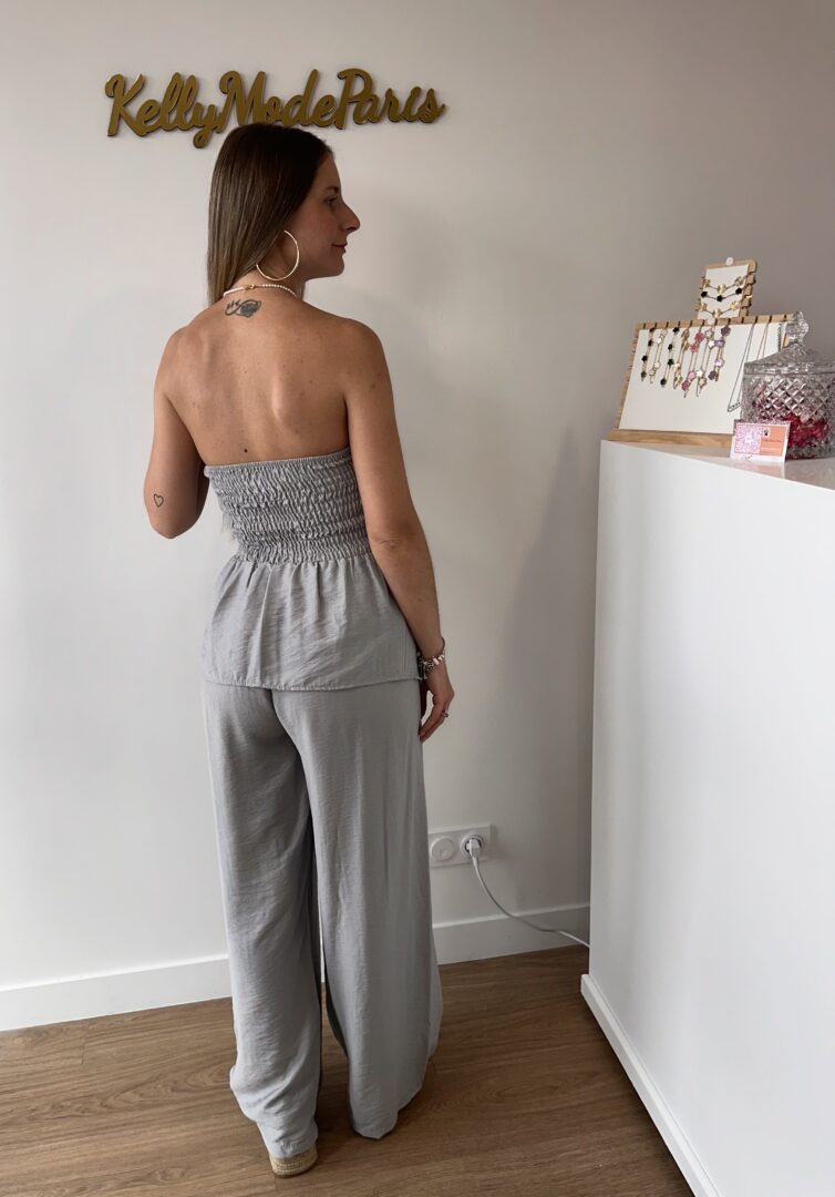 Ensemble bustier et pantalon gris perle – Image 4