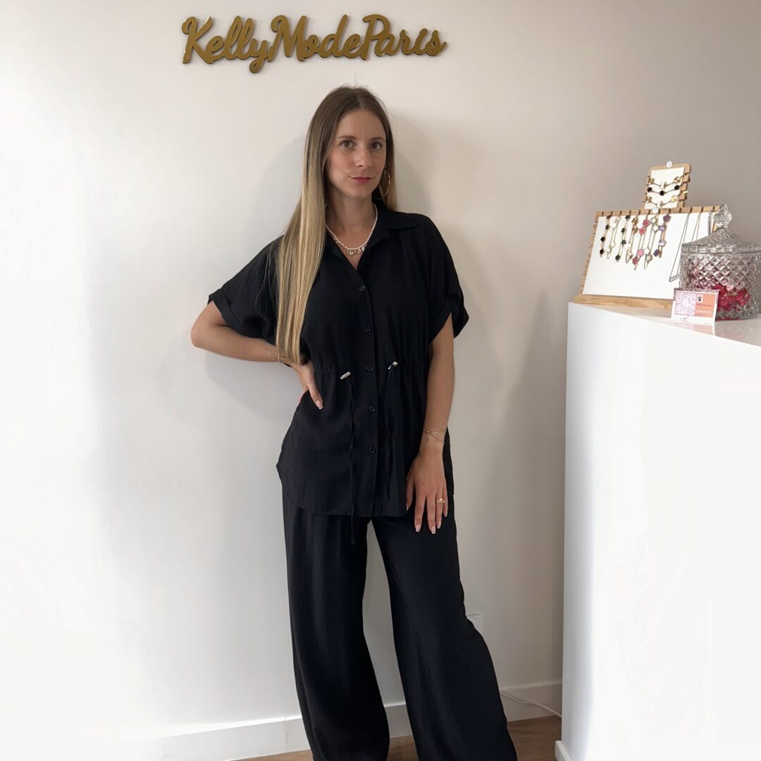 Ensemble haut et pantalon fluide noir