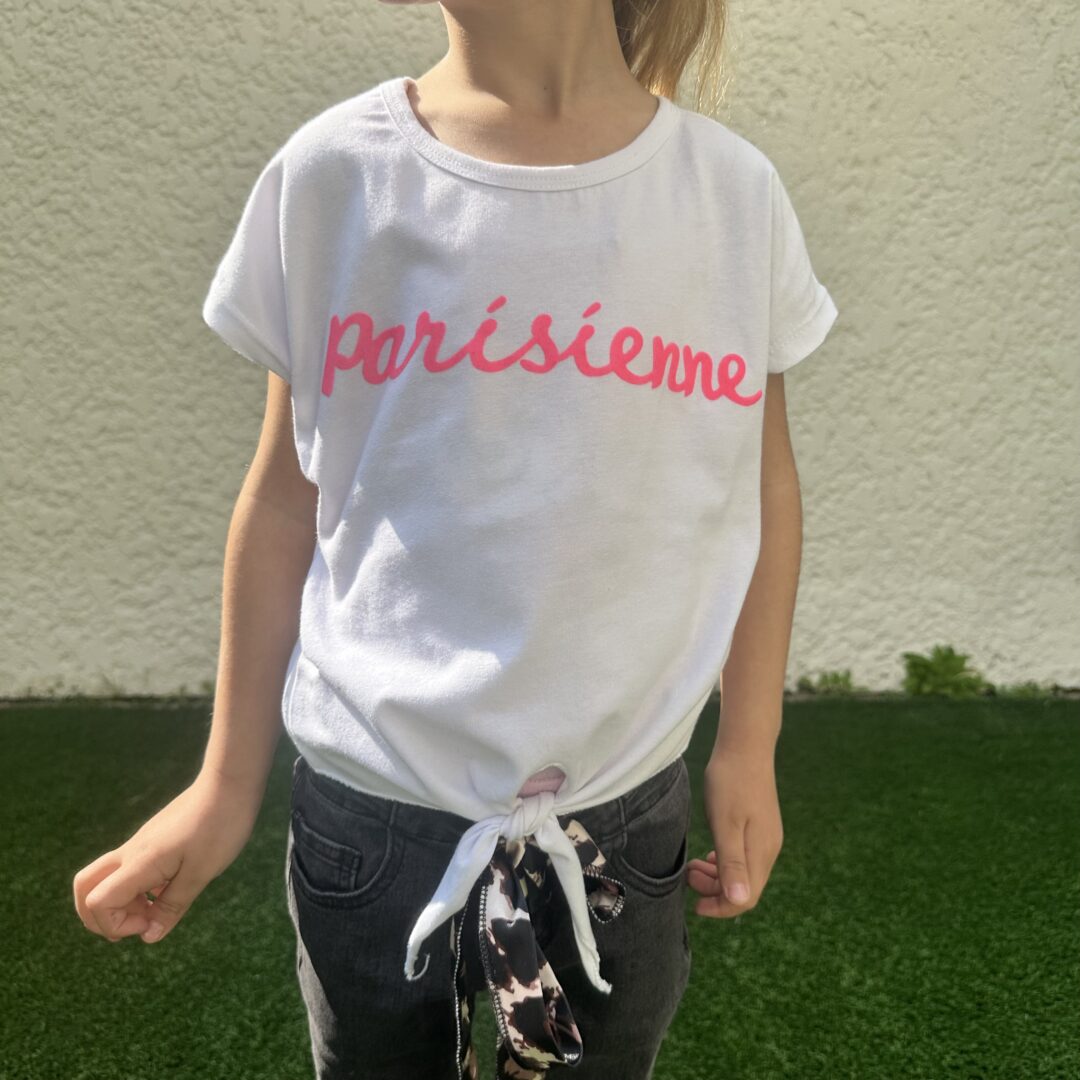 Tee-shirt blanc Parisienne Enfant