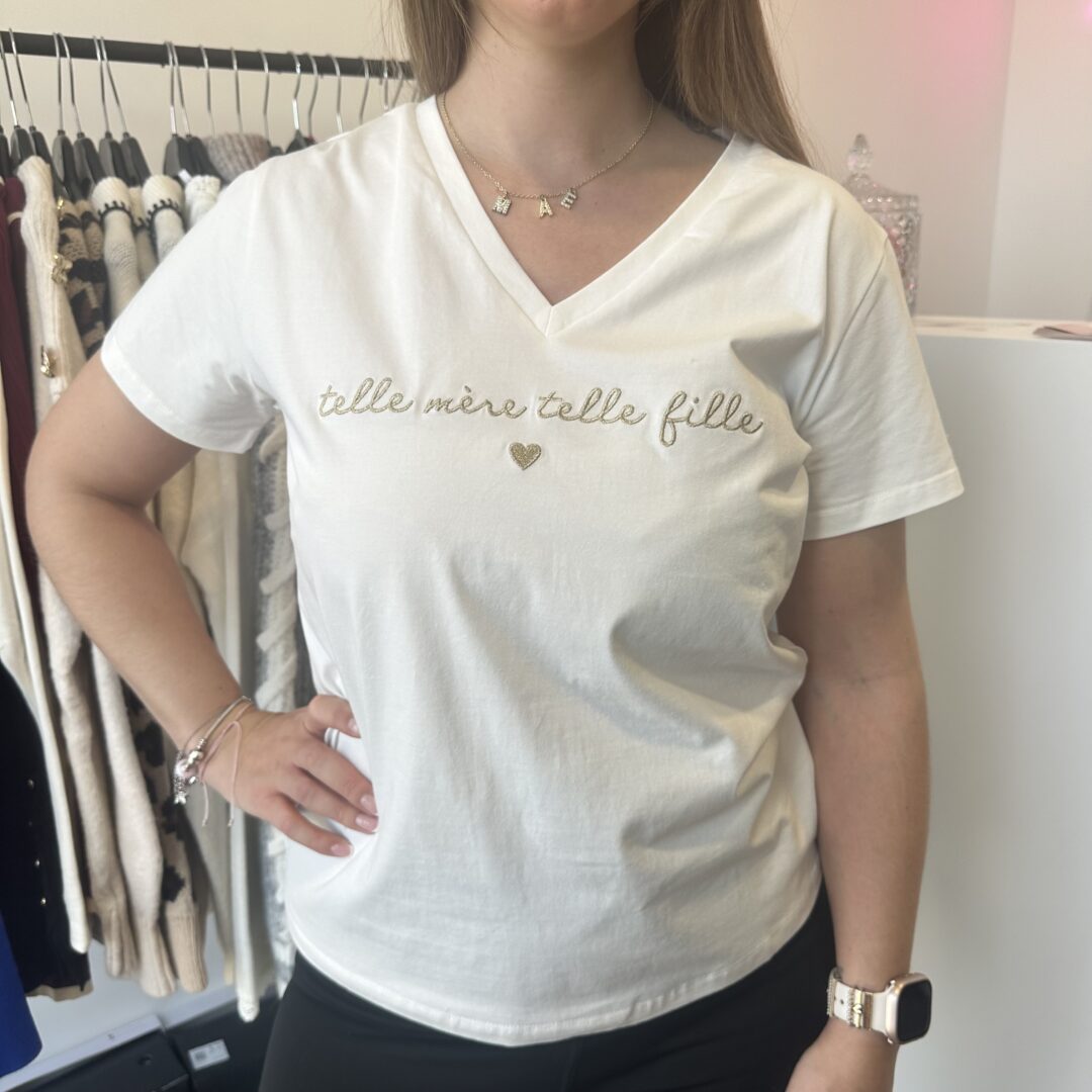 Tee-shirt blanc "Telle Mère, telle fille" Adulte & enfant – Image 5