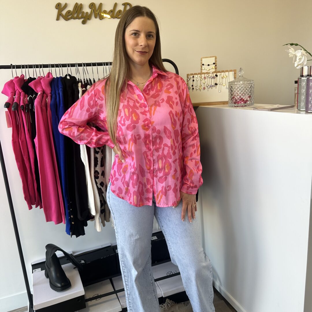 Chemise imprimée leopard rose
