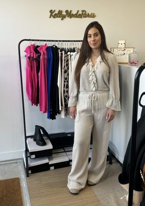 Pantalon fluide beige – Image 2