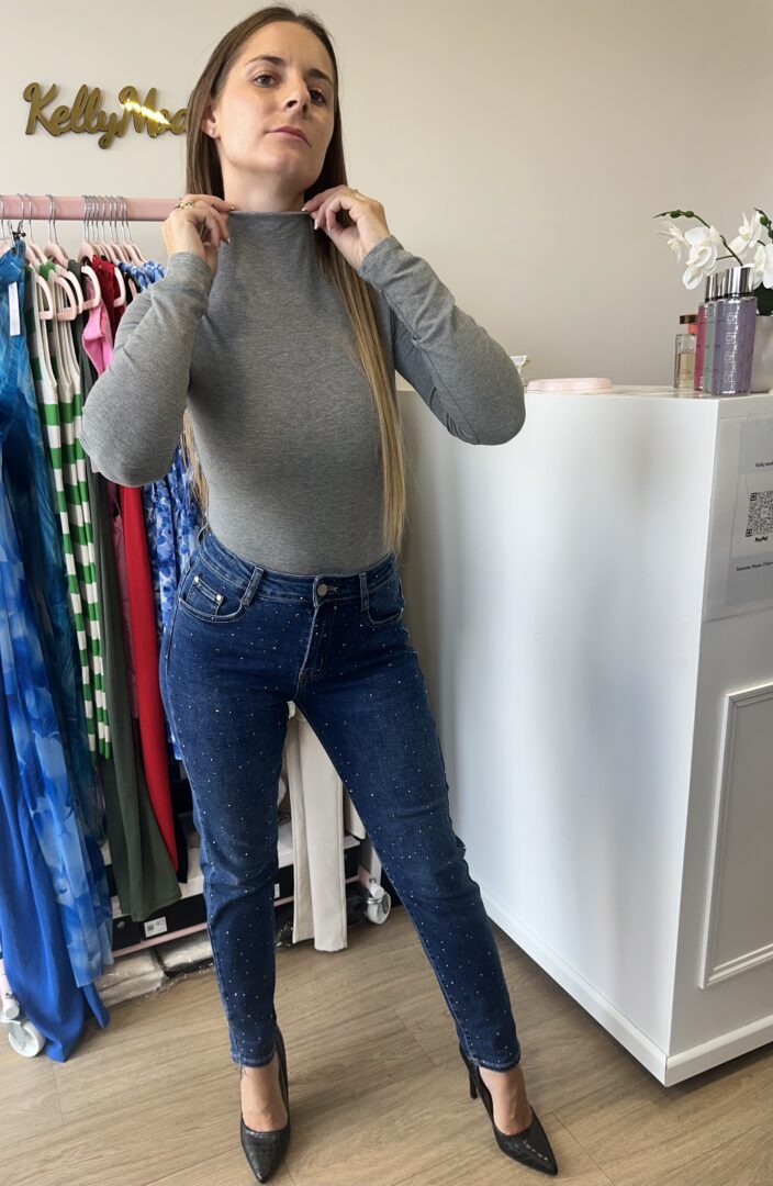 Body col cheminé bordeaux gris souris – Image 5