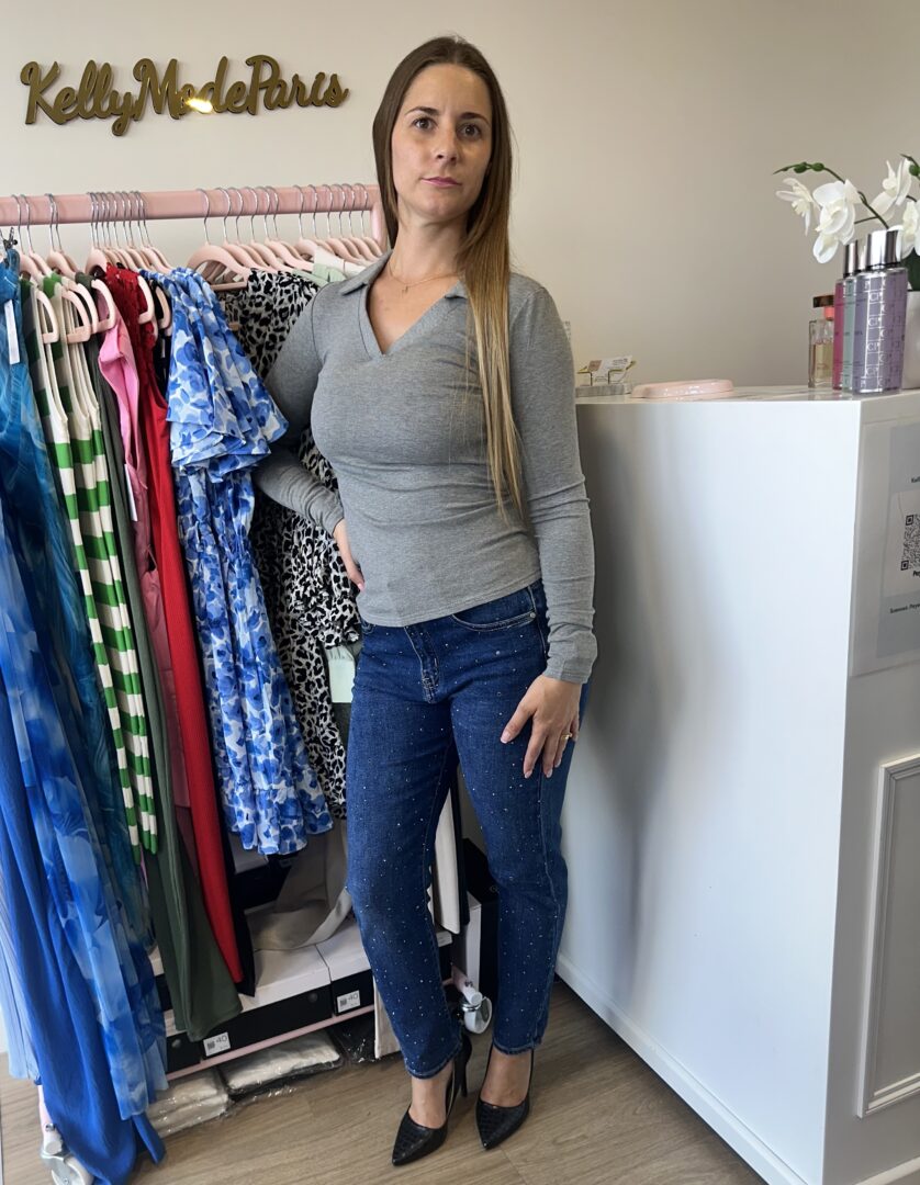 Top col polo gris – Image 3