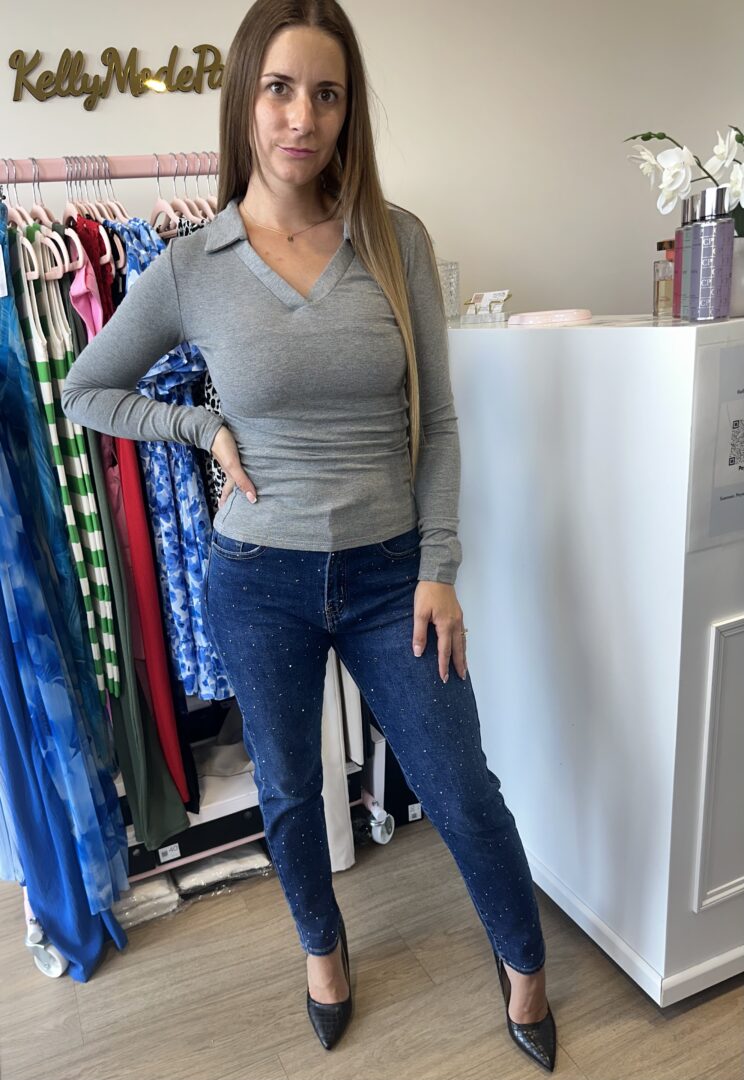 Top col polo gris – Image 5