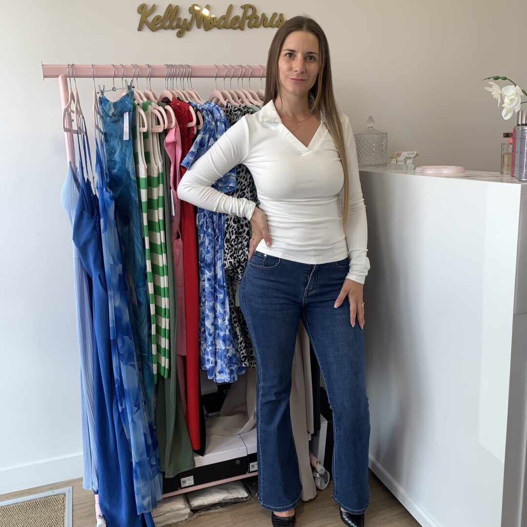 Top col polo blanc